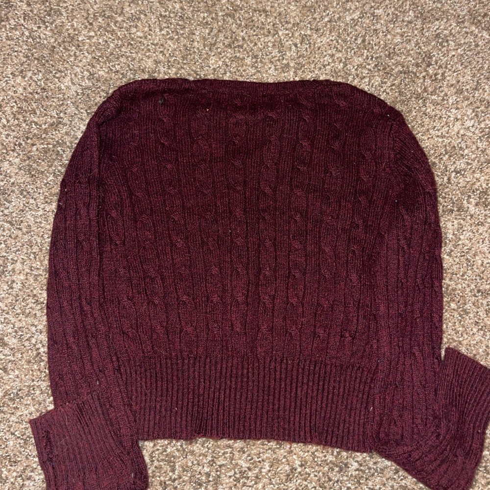 Ralph Lauren Burgundy Cable Knit Sweater - Picture 3 of 3